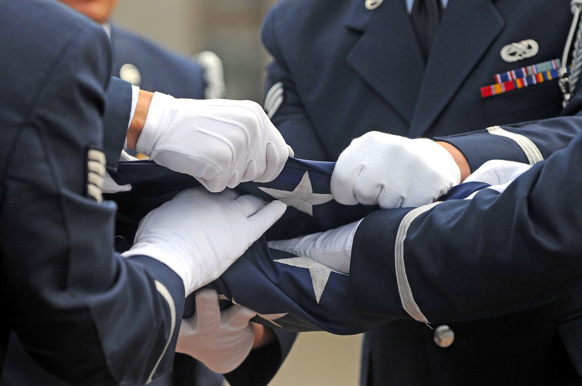 U.S. Air Force Honor Guard folding the American flag